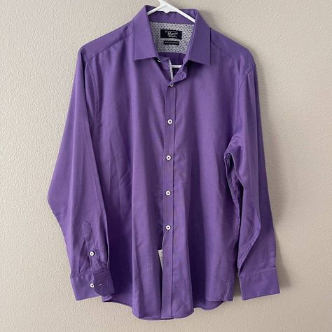 Original Penguin Bright Purple Long Sleeve Button Down Shirt Neck 15 32/33 New. Purple Button Up, Blue Checkered Shirt, Eras Outfit, Red Checked Shirt, Mock Neck And T Shirt, Button Shirts Men, Afton Family, Fnaf Movie, Blue Striped Shirt