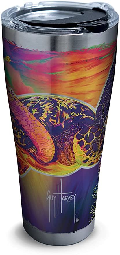 Tervis Guy Harvey-Neon Turtle Tumbler with Clear and Black Hammer Lid, 30 oz Stainless Steel, Silver Turtle Tumbler, Black Hammer, Epoxy Resin Diy, Glitter Tumbler Cups, Guy Harvey, Cup Crafts, Tumbler Cups Diy, Custom Cups, Diy Resin Crafts