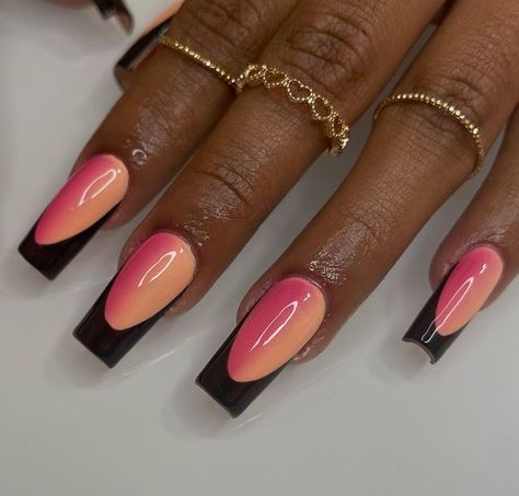 GEL-X NAILS (LICENSED) on Instagram: "these were fun to do 🖤🍑 client brought inspo • • #nails #nailart #nailtech #nailsmiami #miami #gelx #gelxset #gelxnails #nailinspo #trendynails #trendynailsdesigns #miaminails #springnails #summernails #apresgelx" Miami Vice Nails, Nail License, Miami Nails, Miami Vice, Mani Pedi, Cute Acrylic Nails, Nails Nailart, Nail Tech, Trendy Nails