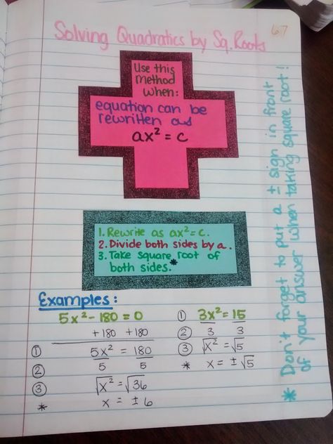 Algebra Classroom, Completing The Square, Sarah Carter, Quadratic Equations, Solving Quadratic Equations, Teaching Algebra, Math Interactive, Maths Algebra, Math Interactive Notebook