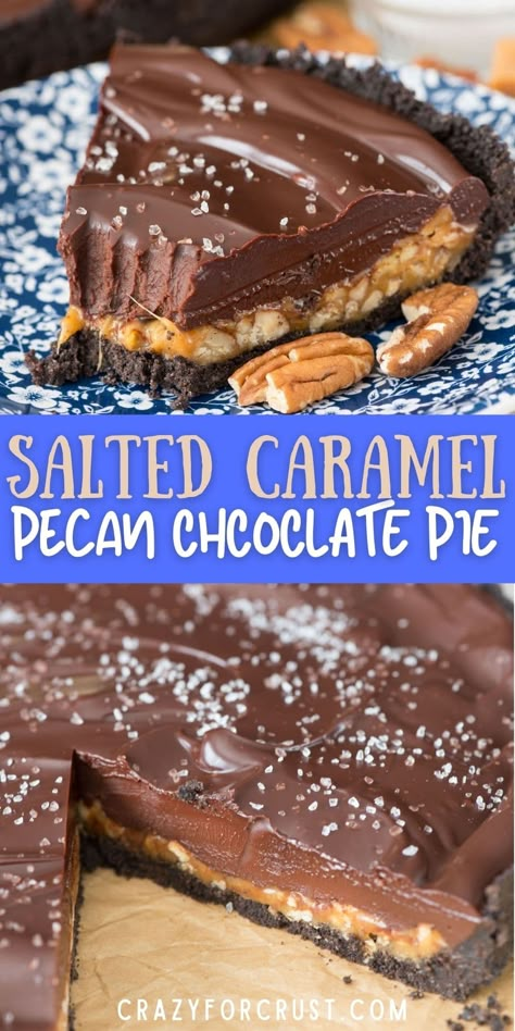 Pecan Chocolate Pie, No Bake Pie, Baking Recipes Pie, Pecan Chocolate, Chocolate Pie Recipes, Pie Pops, Nutella Cake, Oreo Crust, Chocolate Pie