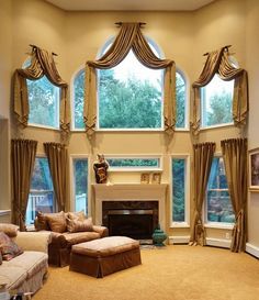 Round Top Window Treatments, Tall Window Treatments, Curtains For Arched Windows, Arched Window Treatments, Ideas Armario, Window Treatments Ideas, Luxury Windows, Window Treatments Living Room, Tall Windows