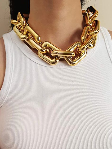 Rings Shein, Outfits Curvy, Outfit 2022, Plus Size Spring, Gold Chain Jewelry, Chunky Jewelry, Girly Accessories, Jewelry Fashion Trends, Neck Chain