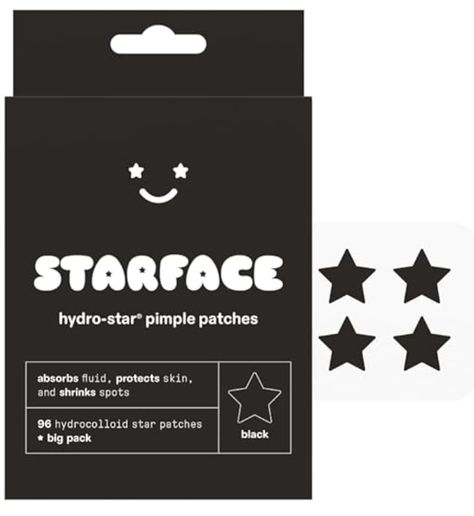 Starface Black Star BIG PACK, Hydrocolloid Pimple Patches, Absorb Fluid and Reduce Redness, Cute Star Shape, Cruelty-Free Skincare (96 Count) Pimple Patches, Free Skincare, Cute Star, Cruelty Free Skin Care, Cute Stars, Black Star, Skin Protection, Star Shape, Cruelty Free