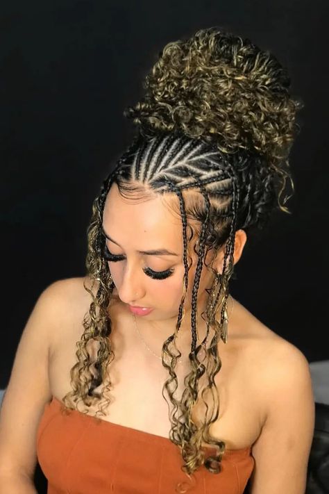 Updo Hairstyles for Black Women Wedding Hairstyles For Colored Hair, Quick Braided Hairstyles Updo, Black Women Vacation Hair, Cornrow Wedding Hairstyles, Wedding Hairstyles For Braids, Goddess Braid Updo, Up Do Cornrow Hairstyles, Unique Braid Hairstyles For Black Women, Goddess Braids Updo For Black Women