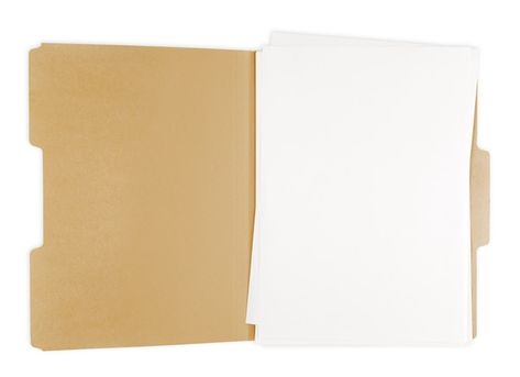 Opened file folder with white paper in i... | Premium Photo #Freepik #photo #office-files #archive #document-folder #document Oc Card, Yellow Folder, Office Folder, Manila Folder, Office Documents, Filing Papers, Document File, Folder Templates, Paper File