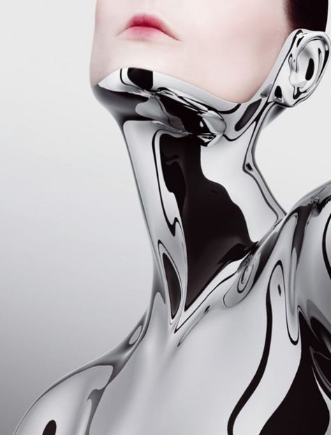 Angela Chrome by Simon Danaher Liquid Metal, Futuristic Fashion, Ex Machina, Future Fashion, Ao Dai, High Fashion, Influencer, Fashion Photography, Fashion Beauty