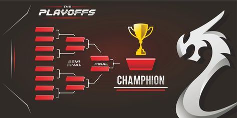 Red and black bracket design with dragon logo. printable sport game tournament championship contest stage, elimination board chart vector with champion trophy prize icon illustration background Sports Fashion Illustration, Champion Trophy, Photo Video App, Printable Sports, Dragon Logo, Team Schedule, Logo Design Tutorial, Champions Trophy, Match Schedule