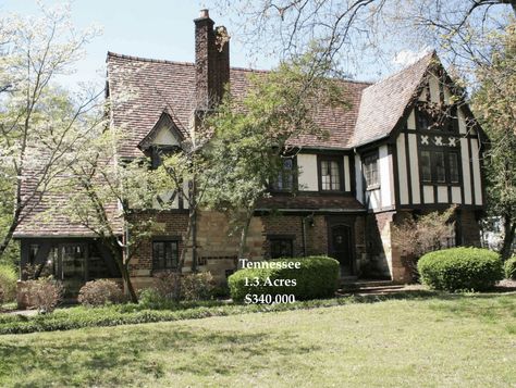 c.1929 English Tudor - Tennessee Home For Sale on 1.3 Acres $340,000 - OLD HOUSE CALLING English Tudor Cottage, Dark Woodwork, Tennessee Homes For Sale, Tudor Houses, English Tudor Homes, Tudor Cottage, Cottage Farm, Fairytale Cottage, English Tudor