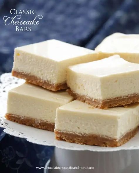 Classic Cheesecake Bars-cream cheese, a little sour cream and a traditional graham cracker crust Graham Cracker Cheesecake Recipes, Classic Cheesecake Bars, No Bake Cheesecake Sour Cream, Cheesecake Recipes Graham Cracker Crust, Graham Cracker Crust For Cheesecake, Cheesecake Without Graham Cracker Crust, Cream Cheese Squares, Graham Cracker Crust Cheesecake, Sour Cream Cheesecake