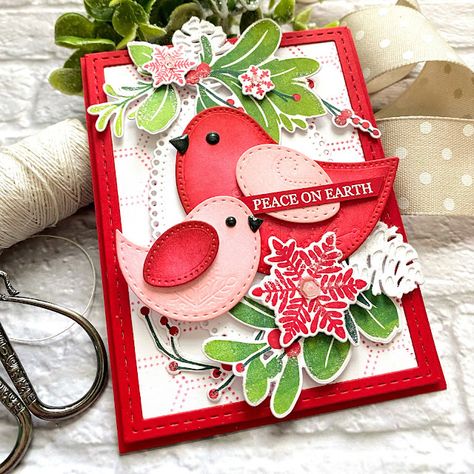 Diy Invitation Card, Snowflake Images, Listen To Christmas Music, Scrapbooking Photo, Pink Bird, Bird Cards, Holly Berries, Papertrey Ink, Diy Invitations