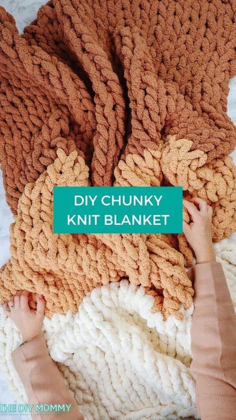 Chunky Blankets Diy Arm Knitting, Blanket Organization Ideas, Hand Knit Gifts, Yarn Bee Chunky Blanket Pattern, Finger Knitting For Beginners Tutorials, How To Make Chunky Knit Blanket, How To Finger Knit A Blanket, How To Make A Chunky Blanket By Hand, Hand Crochet Blanket Chunky