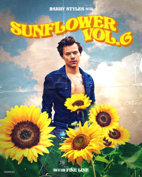 My eyes want you more than a melody  // SUNFLOWER, VOL. 6 by Harry Styles Hs1 Aesthetics Poster, Aesthetic Posters Harry Styles, Poster Prints Aesthetic Wall Harry Styles, Sunflower Vol 6 Poster, Harry Styles Sunflower Vol 6, Harrys House Aesthetic Poster, Harry Styles Songs, Harry Styles Fine Line, Sunflower Drawing