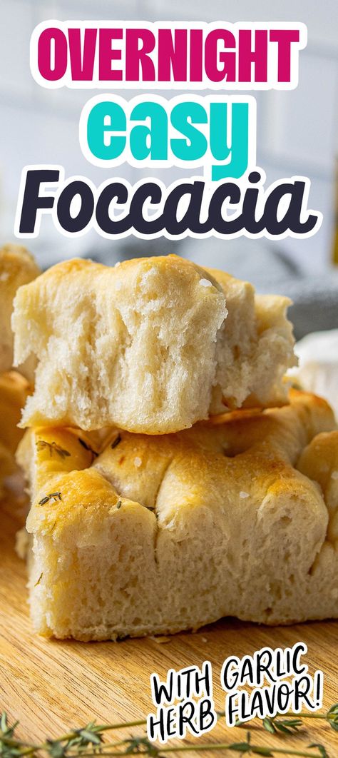 Overnight Focaccia Bread Recipe, Overnight Focaccia Bread, Savoury Buns, Overnight Focaccia, Herb Focaccia, Baking Hobby, Skillet Bread, Foccacia Bread, Fluffy Bread