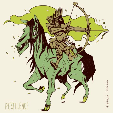 Pestilence Horseman, Thiago Lehmann, 4 Horseman, Horseman Of The Apocalypse, Arte Peculiar, Horsemen Of The Apocalypse, The Apocalypse, Dnd Art, Monster Design