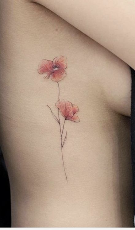 Moon Poppy Tattoo, Flower Tattoo Ear, Lilly Flower Tattoo, Butterfly Ankle Tattoos, Red Flower Tattoos, Poppy Flower Tattoo, Poppy Tattoo, Flower Thigh Tattoos, Tattoos To Cover Scars