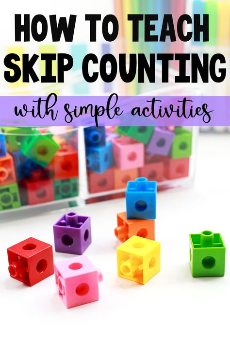 Skip counting is an important math skill that allows students to develop strong number sense. It also lays the foundation for understanding multiplication. Skip counting is not just limited to counting by 2s, 3s, 5s, and 10s. When students truly understand skip counting, they are able to recognize any number pattern. Click to read more about how to get students to master skip counting. Grade 1 Counting Activities, Skip Counting By 5s Activities, Skip Count Activities, Count In 2s 5s 10s, How To Teach Counting By 5s, Skip Counting In 2s Activities, Counting By 3's Activities, Counting By 10s First Grade, Skip Counting Songs Free