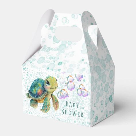 Watercolor Adorable Turtle Bubbles Baby Shower Favor Box - sea turtle party gifts Sea Turtle Party, Party Boxes, Turtle Party, Baby Shower Favor, Party In A Box, 9th Birthday, Shower Design, Favor Boxes, Baby Shower Favors