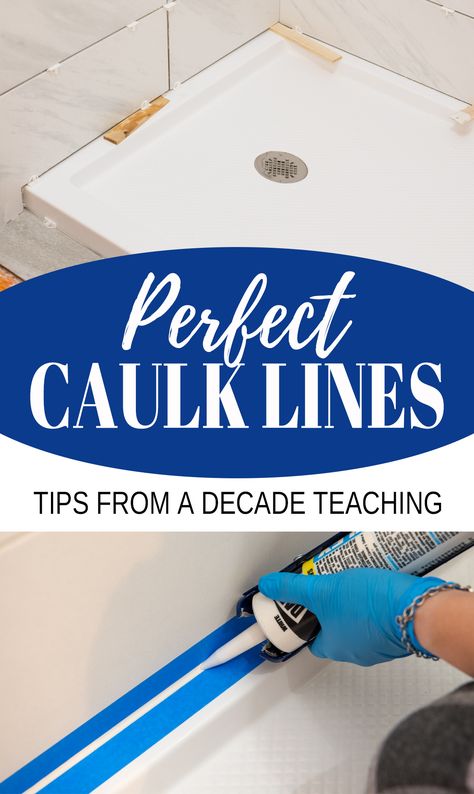 Collage shower before and process of caulking a Shower pan. Diy Caulking Bathroom, Shower Caulking Tips, Shower Caulking Replacing, Caulking Tips Bathroom, Caulking Tips, Bathtub Surround, Bathroom Addition, Blogger Home, Tub Surround