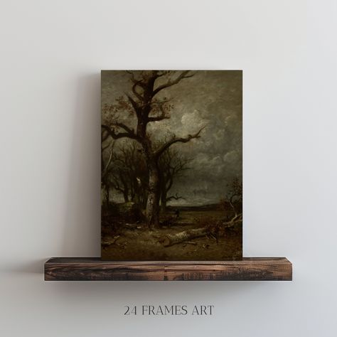 Vintage Moody Landscape Forest Rustic Country Painting Tree Art Work Wall Decor Woodland Farmhouse Print Wall Art Nature Printable Digital by 24FramesArt on Etsy Jules Dupré, Woodland Farmhouse, Art Work Wall, Moody Landscape, Landscape Forest, Wall Art Nature, Country Paintings, Vintage Landscape, Wall Gallery