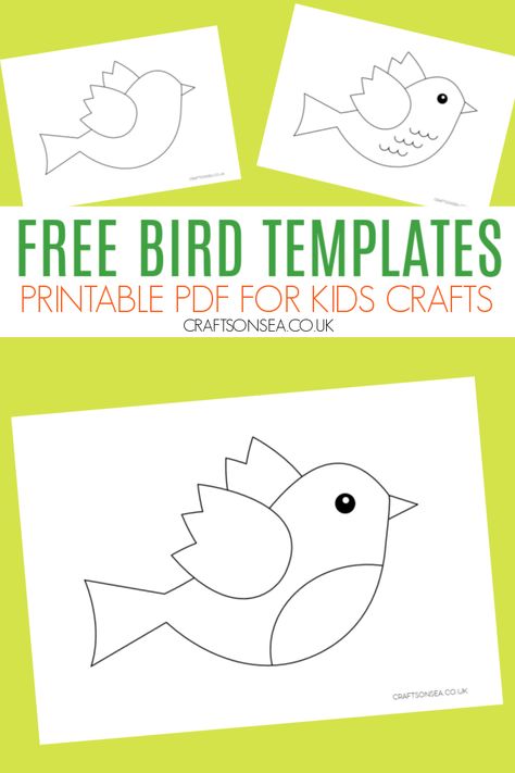 Free Printable Bird Template, Bird Paper Craft Templates Free Printable, Spring Bird Crafts Preschool, Bird Printables Free Templates, Bird In Nest Craft, Bird House Template Free Printable, Printable Birds Free, Easy Bird Crafts For Preschoolers, Bird Printables Free