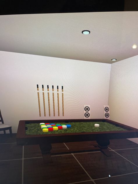 Bloxburg pool table basement ideas Bloxburg Alcohol Decal, Bloxburg Bar Ideas, Bloxburg Tricks, Bloxburg Beach House, Custom Pool Tables, Pool Table Room, Pool Shed, Hotel Floor Plan, Hotel Floor