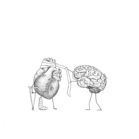 Overthink Pictures, Minimal Pictures, Heart Vs Brain, Heart And Brain, Health Tattoo, Meaningful Drawings, Wrist Tattoos For Women, Deep Art, Poster Background Design