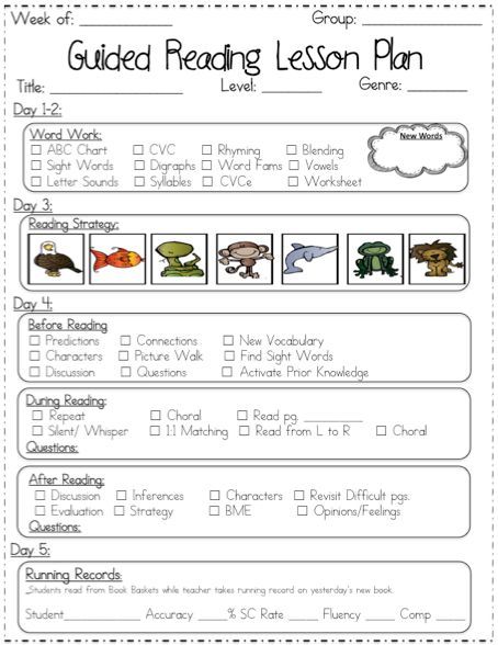 Guided Reading Lesson Plan Templates if I ever get to move back down to primary ... Guided Reading Lesson Plan Template, Guided Reading Lesson Plans, Guided Reading Kindergarten, Guided Reading Lessons, Reading Lesson Plans, Lesson Plan Template, Guided Reading Groups, Reading Specialist, Kindergarten Lesson Plans