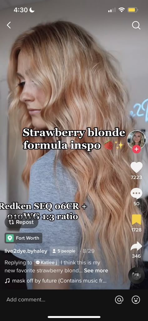 Redken Strawberry Blonde, Strawberry Blonde Hair Formula Redken, Redken Strawberry Blonde Formula, Strawberry Blonde Formula, Highlights Tutorial, Highlight Tutorial, Work Hair, Color Formulas, Hair Color Formulas