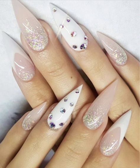 French Tips Almond Nails, Tips Almond Nails, French Tips Almond, Nails Almond Acrylic, White Fake Nails, Fake Nails Almond, Nails Medium Length, Almond Acrylic, Long Press On Nails