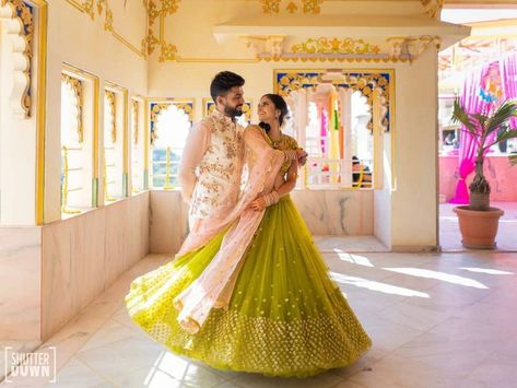 The Prettiest Lime Green Lehengas We Spotted On Brides! | WedMeGood Lehenga Combination, Lime Green Lehenga, Lehenga Color Combinations, Mrunalini Rao, Lehenga Images, Beach Wedding Attire, Latest Bridal Lehenga, Trendy Bride, Green Lehenga