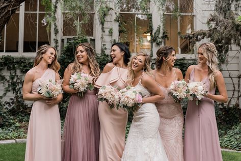 Bridesmaids • Blush • Dusty Rose • Mismatched Bridesmaid Dresses • Pink • Blush Tones • Adrianna Papell • Wedding Pink Bridesmaid Dresses Mismatched, Bridesmaid Dresses Different Colors, Different Bridesmaid Dresses, Dusty Rose Bridesmaid Dresses, Mismatched Bridesmaids, Mismatched Bridesmaid Dresses, Pink Wedding Dress, Dusty Rose Dress, Pink Bridesmaid Dresses