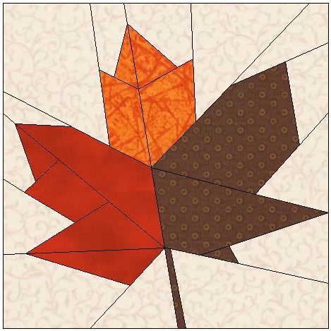 Picture Paper Pieced Fall Leaves, Paper Foundation Piecing Free Pattern, Quilting Blocks Patterns Free, Maple Leaf Quilt Pattern, Foundation Paper Piecing Patterns Free, Paper Pieced Quilt Patterns Free, Free Paper Piecing Patterns, Electric Quilt, Paper Pieced Quilt Patterns