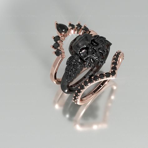 Gothic Wedding Rings, Skull Wedding Ring, Gothic Engagement Ring, Queen Rings, Unghie Nail Art, Gothic Ring, Skull Wedding, Goth Wedding, Gothic Rings