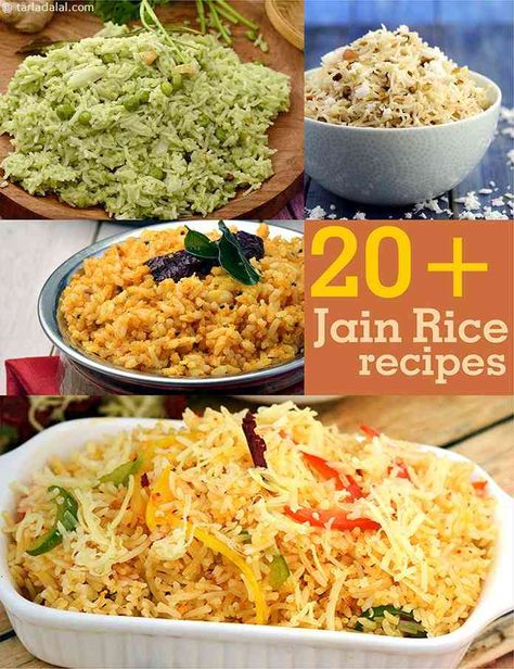 Jains love their Rice, Chawal Recipes, Khichdi, South Indian Rice Recipes Indian Stir Fry, Rice With Curry, Flavoured Rice, Jain Food, Curry Vegetarian, Fry Rice, Indian Vegetarian Dishes, Jain Recipes, Indian Recipes Authentic