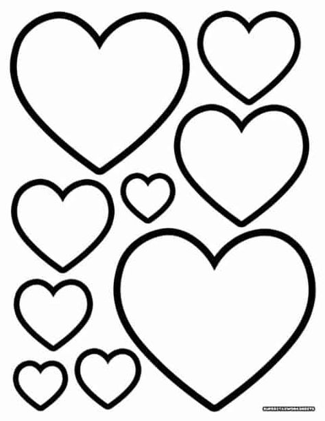 Print Out These 6 Sweet And Free Heart Templates 81A Heart Shape Template Free Printable, Heart Templates Free Printables, Heart Shapes Template, Printable Heart Template, Printable Christmas Ornaments, Shape Coloring Pages, Fish Coloring Page, Heart Stencil, Star Tattoo Designs