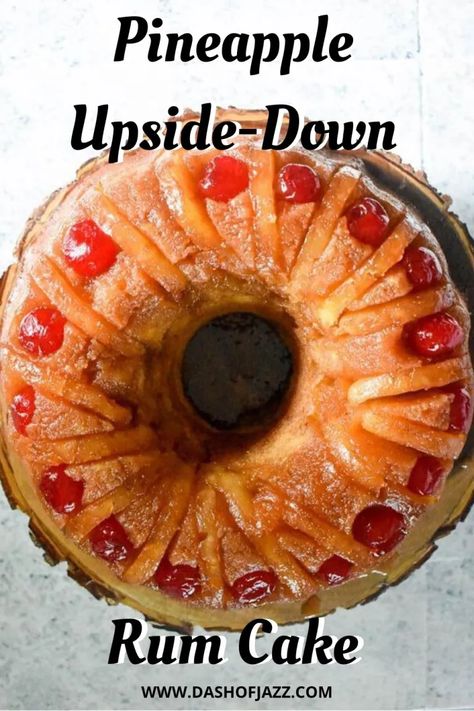 A pineapple upside down cake recipe spiked with rum! This unique southern cake recipe with a twist will be your new favorite boozy dessert idea. Get this stunning bundt cake recipe with butter rum glaze from Dash of Jazz #dashofjazzblog #pineappleupsidedowncake #pineappleupsidedowncakerecipe #rumcakerecipe Pineapple Upsidedown Cake Recipe, Pineapple Bundt Cake, Pineapple Upside Down Bundt Cake Recipe, Rum Cake Recipe Easy, Pineapple Upside Cake, Rum Cake Recipe, Southern Cake, Christmas Bakery, Spiced Butter