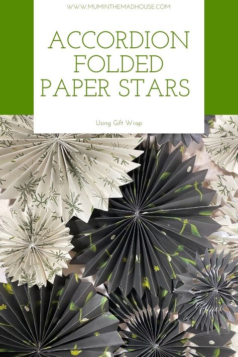 Posts: Paper Accordion Ornaments, Folded Paper Snowflakes How To Make, Wrapping Paper Stars Diy, Folding Paper Stars, Paper Star Decorations, Wrapping Paper Ornaments, Folded Paper Ornaments, Money Wrapping Ideas Cash Gifts, Money Wrapping Ideas