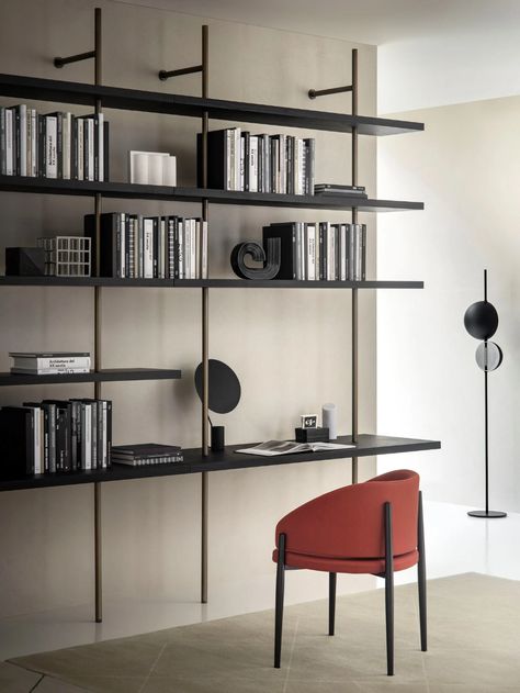 Open double-sided bookcase BOUTIQUE MAST | Bookcase by Porro_4 Bookcase Design, Floor Ceiling, Design Del Prodotto, Fitted Furniture, Modular Furniture, Philippe Starck, Book Shelf, Design Minimalista, Storage Furniture