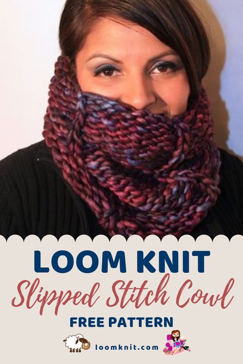 Loom Knitting Cowl, Loom Knit Cowl Pattern Free, Loom Knit Cowl, Alternative Knitting, Loom Knitting Patterns Free, Loom Knitting Scarf, Loom Knitting For Beginners, Knit Loom, Round Loom Knitting