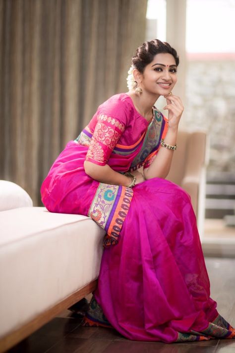 Actress in saree beautifully captured by Camera Senthil Nakshathra Nagesh, Bridal Outfit Ideas, Saree Hairstyles, Saree Poses, Celebrity Photographers, Indian Saree Blouses Designs, Bridal Outfit, Designer Saree Blouse Patterns, Indian Models