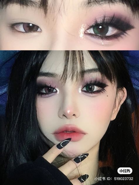 Eye Makeup Looks Simple, Eye Makeup Looks For Prom, Eye Makeup Looks Tutorial, Gems Eye Makeup, Look Avatar, Makeup Look Asian, Makeup Looks With Gems, Mata Hooded, Simple Eye Makeup Looks