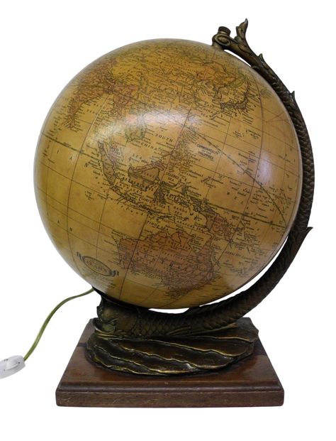 Cram’s 10.5 inch Terrestrial globe, One of the Most Extraordinary Stands Ever Produced by a 20th Century American Globe Maker, Globe Maker: George F. Cram Co., Inc.; Cartographer: George F. Cram Co., Inc (Published: George F. Cram Co., Inc. 1938 Indianapolis) Victorian Study Room, Antique Globe, World Globe Map, Funky Lighting, Old Globe, Finding Treasure, Globe Art, Globe Lamps, World Globes