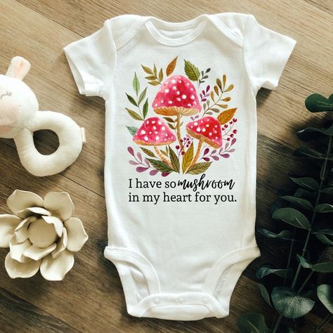 Mushroom Pregnancy Announcement, Mushroom Baby Announcement, Mushroom Onesie, So Mushroom In My Heart, Hippie Baby Clothes, Unique Baby Clothes, Hippie Baby, Unisex Onesies, Neutral Baby Clothes