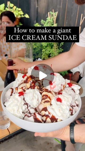 Alison Piepmeyer • Brooklyn Mom Life on Instagram: "A giant ice cream sundae!!! We made this for a backyard barbecue this weekend and it was a huge hit! They kids were freaking out. Super easy to do, but makes a big impact. Happy summer!

#icecream #icecreamsundae #summerdessert #summerparty #summerpartyideas" Alison Piepmeyer, Giant Ice Cream, Ice Crea, Backyard Barbecue, Ice Cream Sundae, Happy Summer, Summer Parties, Summer Desserts, Summer Party