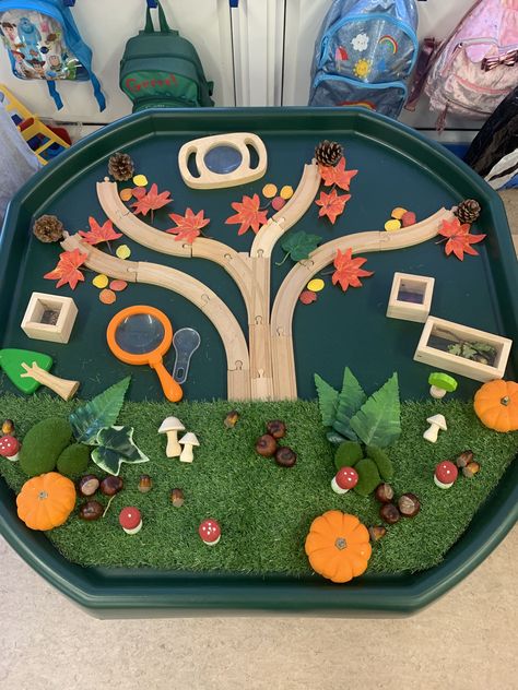 Autumn Home Corner Eyfs, Autumn Small World Eyfs, Woodland Tuff Tray, Forest Tuff Tray, Harvest Tuff Tray Ideas, Gruffalo Tuff Tray Ideas, The Gruffalo Eyfs Activities, Woodland Animals Activities, Autumn Display Eyfs