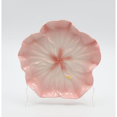 Unique sculpted and Hand Painted by the skilled worker. Perfect for Afternoon Tea Time decoration on the table. | Bay Isle Home™ Porcelain Hibiscus Plate Set Of 2 Porcelain in Pink, Size 1.25 H x 8.375 W x 8.375 D in | Wayfair Small Ceramic Plates, Hibiscus Clay Tray, Flower Ceramic Plate, Flower Plates Ceramic, Plates Cute, Cute Plates, Ceramic Plate Set, Pink Pottery, Pink Plate