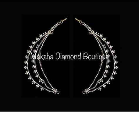 Diamond Ear Chains Indian, Classic Jewellery, Bridal Diamond Necklace, Gold Jewels Design, Gold Bangles For Women, Diamond Jewelry Set, Diamond Pendants Designs, Fancy Jewelry Necklace, Diamond Earrings Design