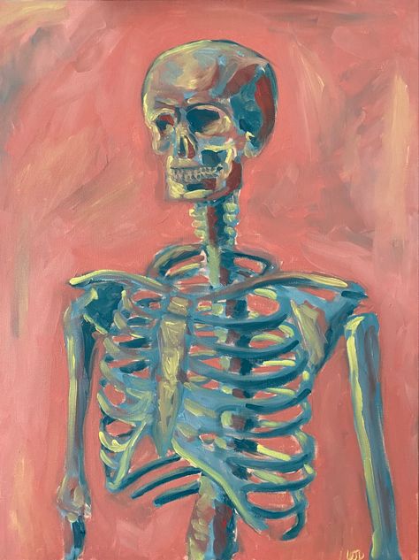 Gothic Art Inspiration, Anatomy Art Painting, Skeloten Art, Skeleton Painting Aesthetic, How To Paint A Skeleton, Ribs Painting, Cool Skeleton Art, Painting Of Skeleton, Skeleton Painting Easy