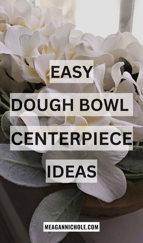 Are you in desperate need for some help with your dough bowl centerpiece? Or maybe you just need some dough bowl filler ideas?? We have everything you need! This list includes farmhouse dough bowl ideas too! Visit MeaganNichole.com for some serious dough bowl centerpiece inspiration! Large Dough Bowl Christmas Decor Ideas, Large Bowl Centerpiece Ideas, Decorating Dough Bowls For Christmas, Large Glass Bowl Decor Ideas, Fall Bread Bowl Decor, Dough Bowl Centerpiece Christmas, Dough Bowl Filler Ideas, Dough Bowls Decor, Large Bowl Decor Ideas